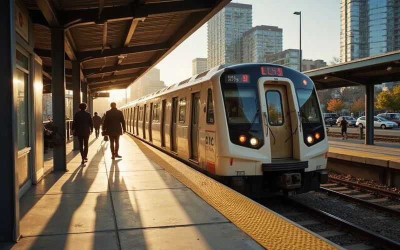 DART train at a Downtown station platform