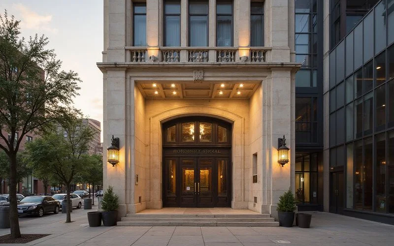 Historic 1930s Downtown Dallas tower beside a modern glass high rise