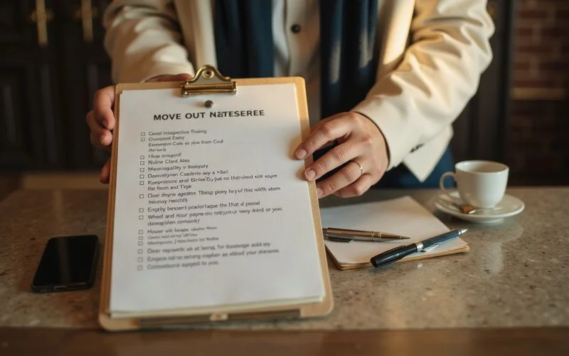 Move-out inspection checklist in an empty apartment