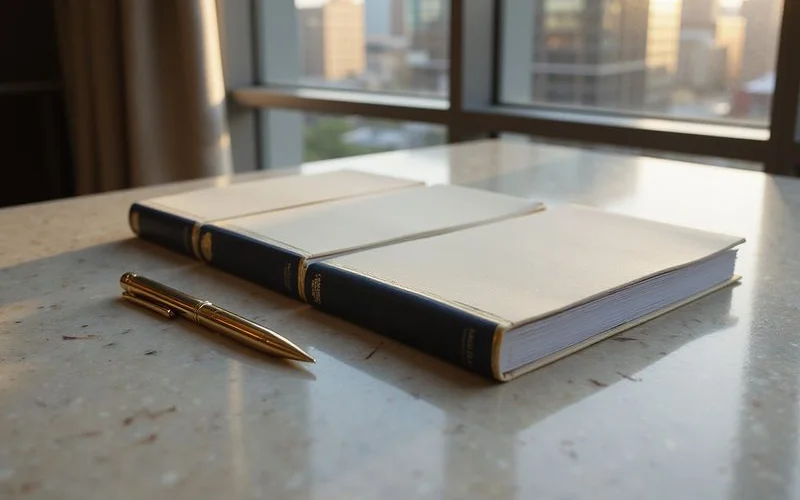 Navy-and-gold comparison table on parchment