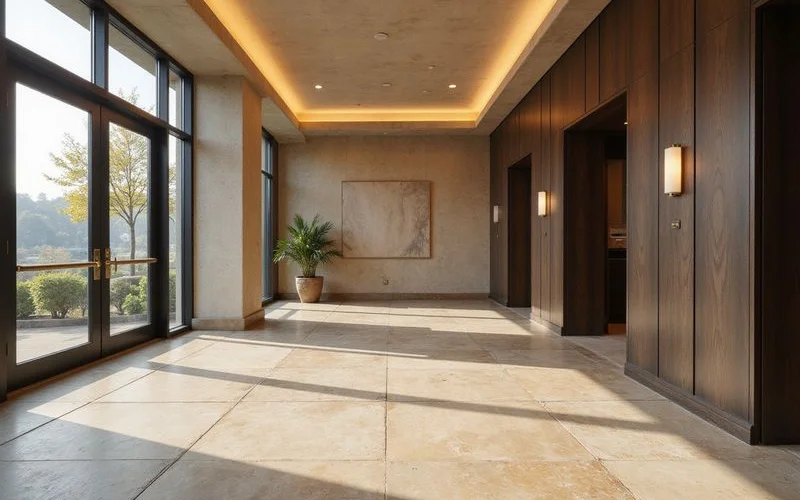 New high rise lobby with finishing touches underway