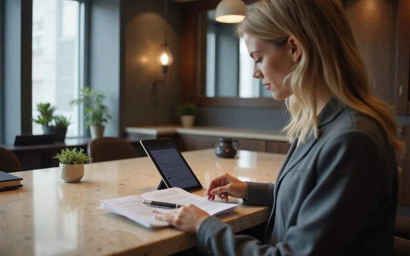 Renter signing a deposit waiver on a tablet