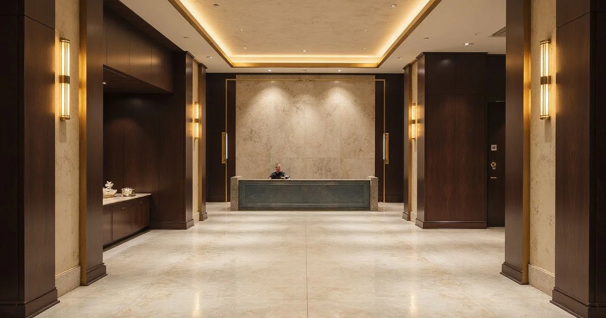 New tower lobby with finishing touches underway