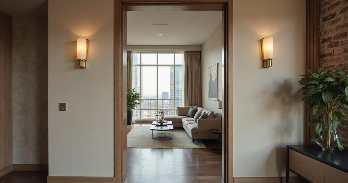 Side-by-side furnished and empty high rise rooms