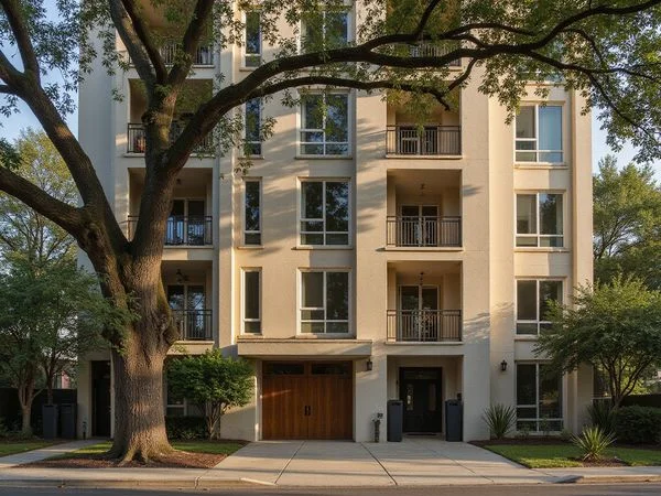 1960s residential tower among mature trees in Kessler Park