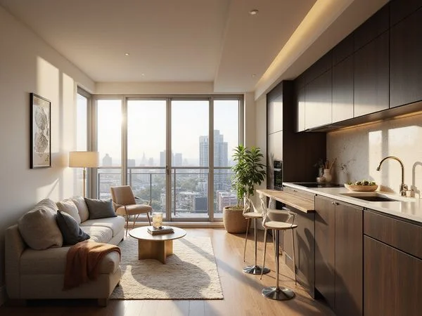 Bright one-bedroom high rise apartment in Victory Park