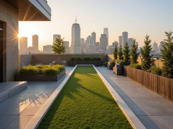 Rooftop dog run on a Dallas tower amenity deck